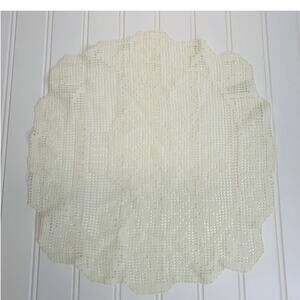 Crochet Cream Large Doilie Table Linen Sz 12.5" diameter Cottagecore Shabby Chic